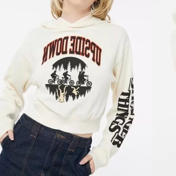 Stranger Things Upside Down Cropped Hoodie - Picture 1 of 7